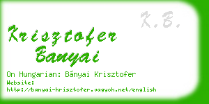 krisztofer banyai business card